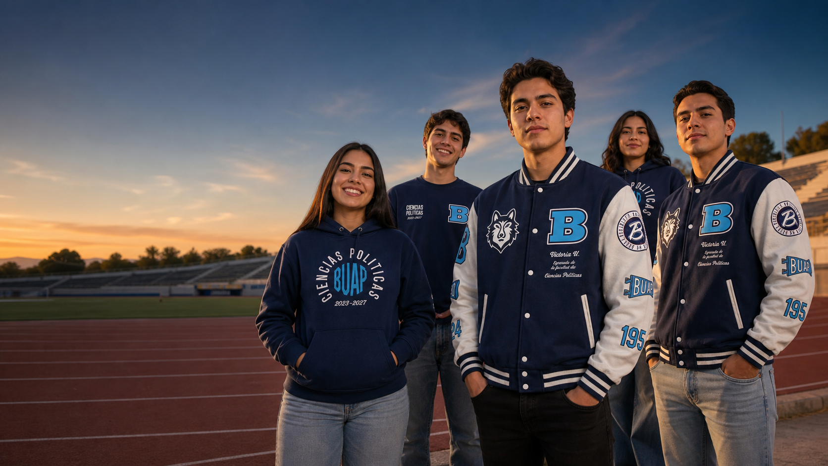 Estudiantes usando la colección BUAP de Victory Varsity