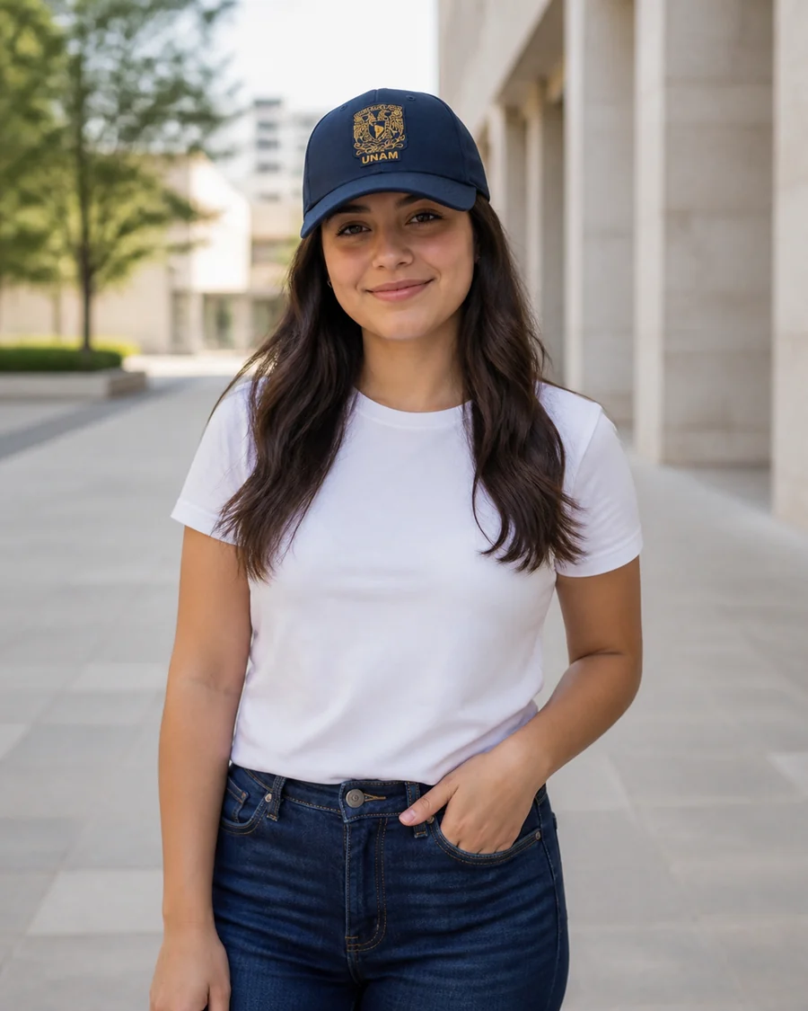 Estudiante usando Gorra UNAM de la colección UNAM